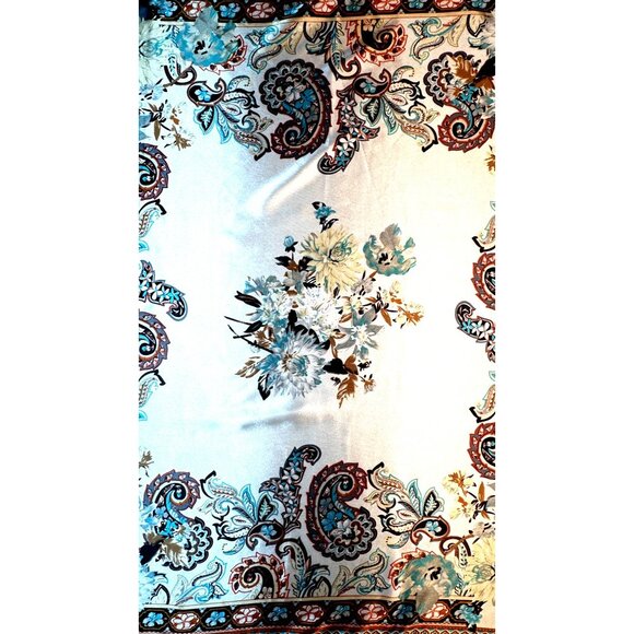 2/$30 NEW White Aqua Ivory Gray Black Floral Delicate Flower Silky Fashion Scarf - Picture 5 of 14